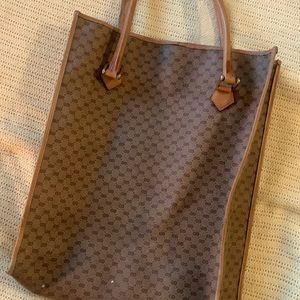 Vintage Gucci book tote or carry-all. Special edition. Small GG brown pattern.